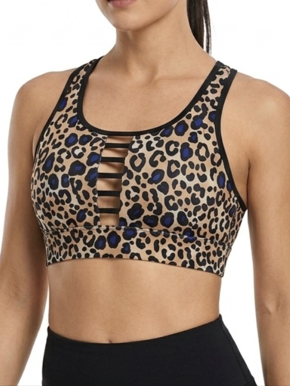 Victoria's Secret Sport Leopard Print Strappy Sports Bra Small Unlined